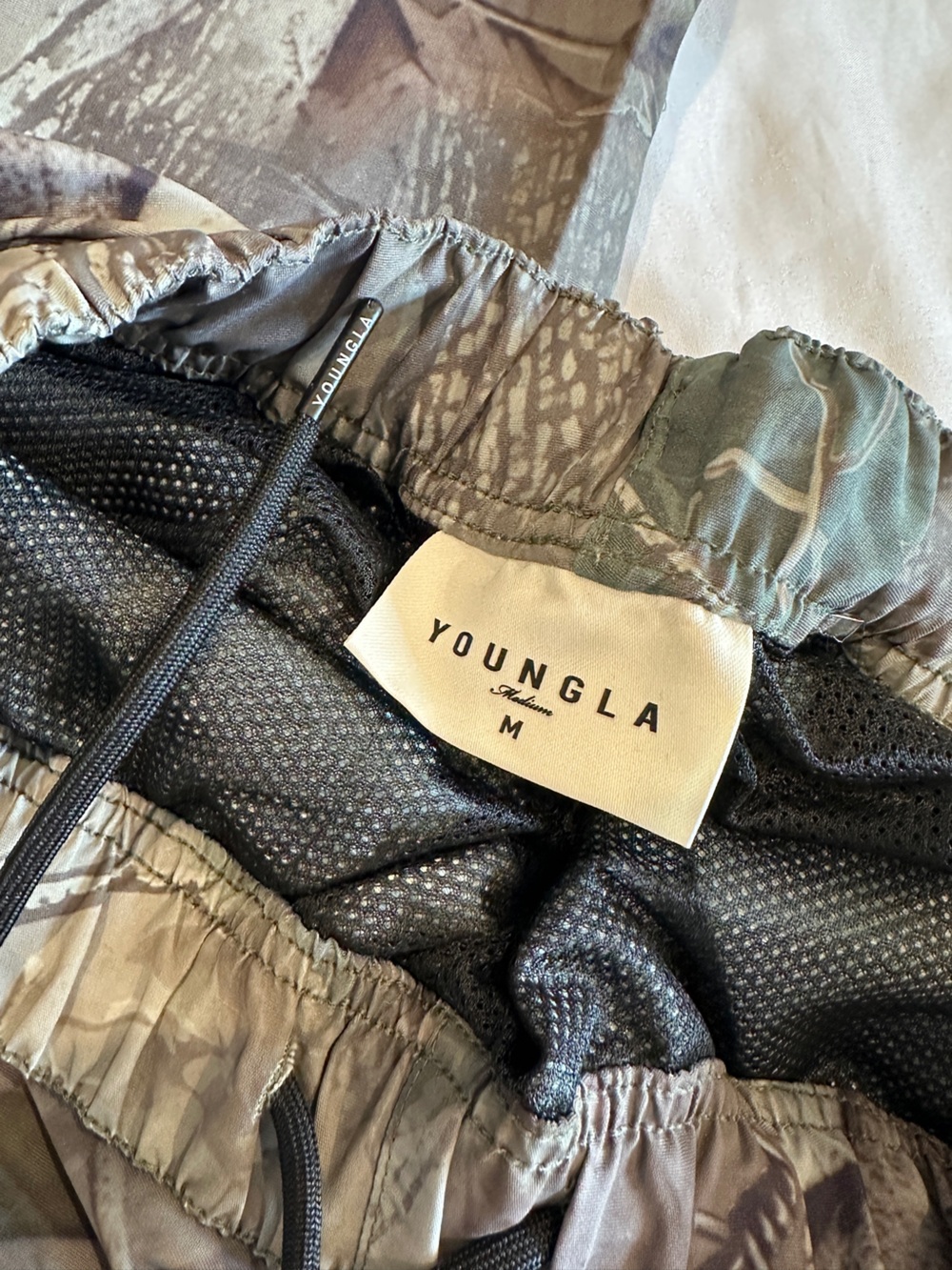 YoungLA Green & Brown Camo Track Pants with Cream Side Stripes - Picture 4 of 6